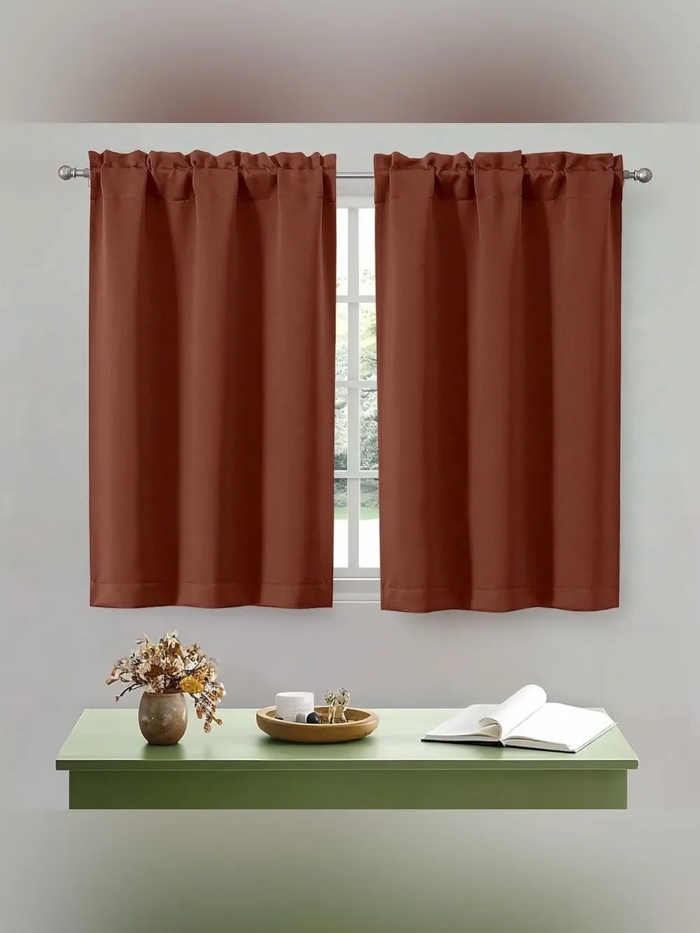 OWENIE Terracotta Blackout Curtains 2 Panels 30x45 Rod Pocket